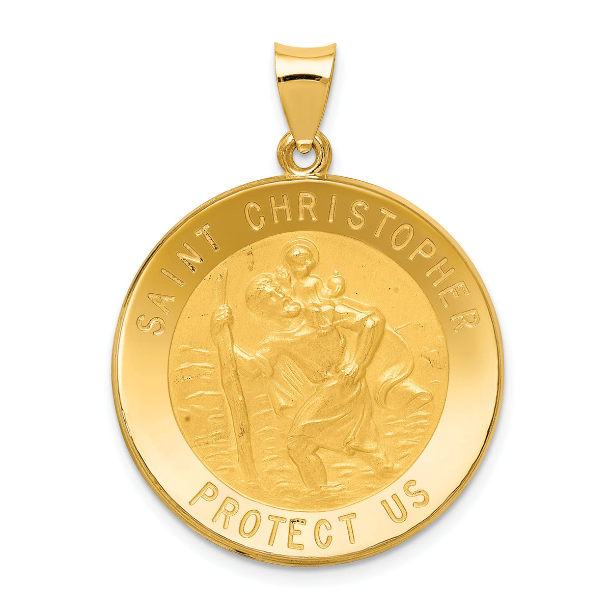 14k Saint Christopher Medal Hollow Pendant-REL138