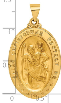 14k Saint Christopher Medal Hollow Pendant-REL139