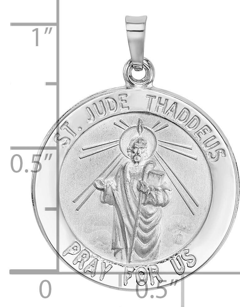 14k White Gold Saint Jude Medal Pendant-REL147