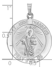 14k White Gold Saint Jude Medal Pendant-REL147