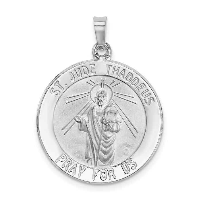 14k White Gold Saint Jude Medal Pendant-REL147