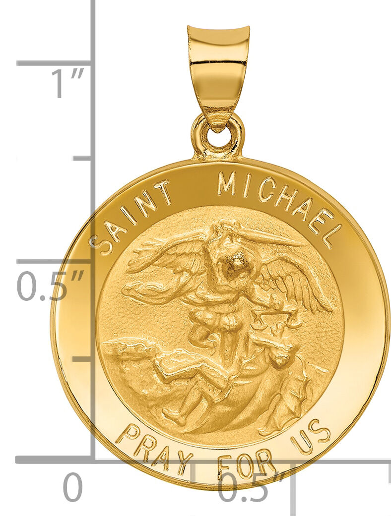 14k Saint Michael Medal Hollow Pendant-REL148