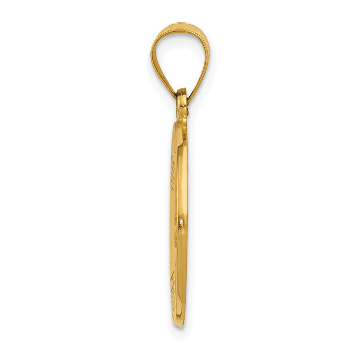 14k Guardian Angel Medal Hollow Pendant-REL149
