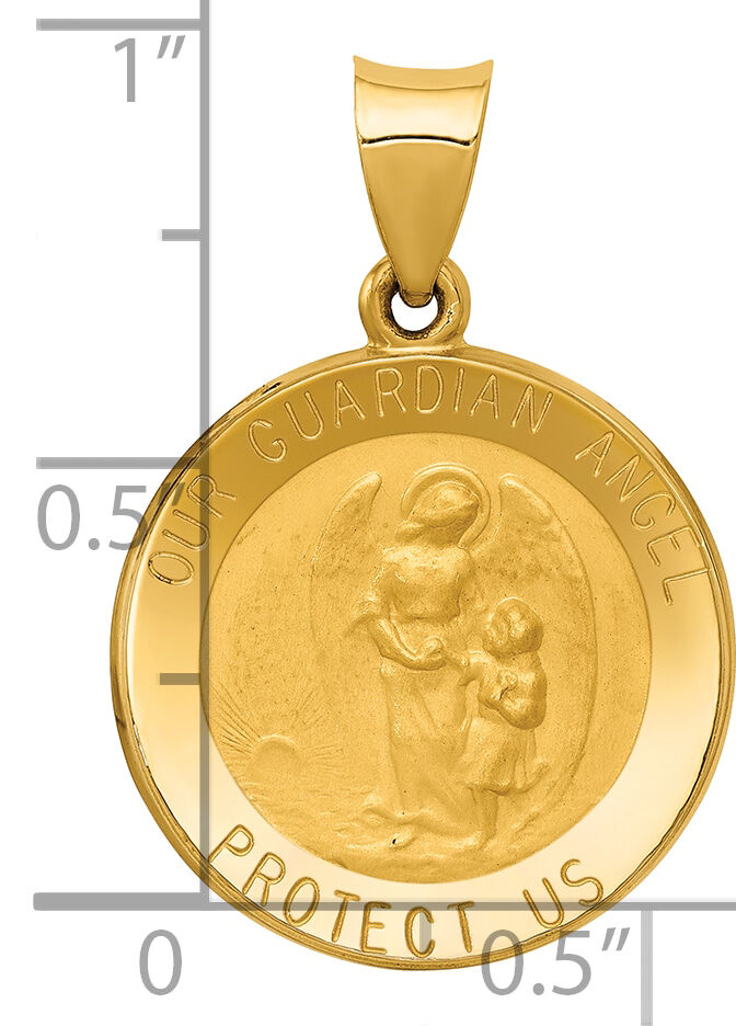 14k Guardian Angel Medal Hollow Pendant-REL149