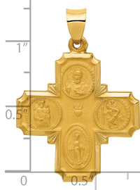 14k Four-Way Religious Medal Hollow Pendant-REL150