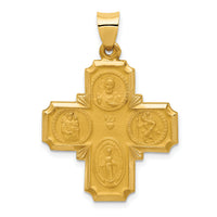 14k Four-Way Religious Medal Hollow Pendant-REL150