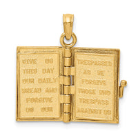 14K 3D Pink Enameled Lord's Prayer Bible Pendant-REL154