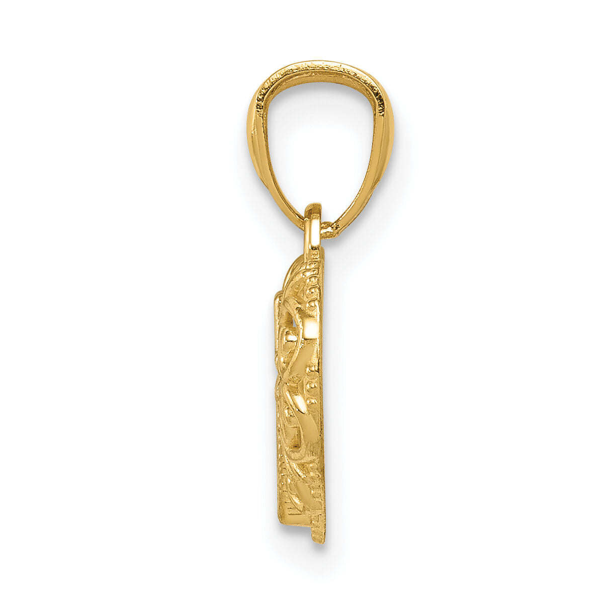 14k w/Rhodium Cross in Heart Pendant-REL158