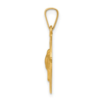 14k Holy Spirit Medal Hollow Round Pendant-REL159