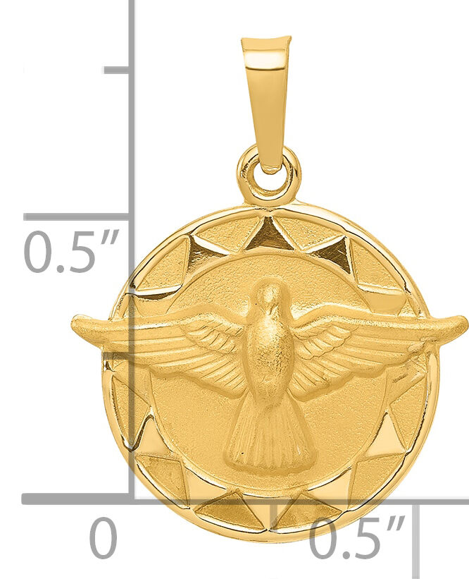 14k Holy Spirit Medal Hollow Round Pendant-REL159