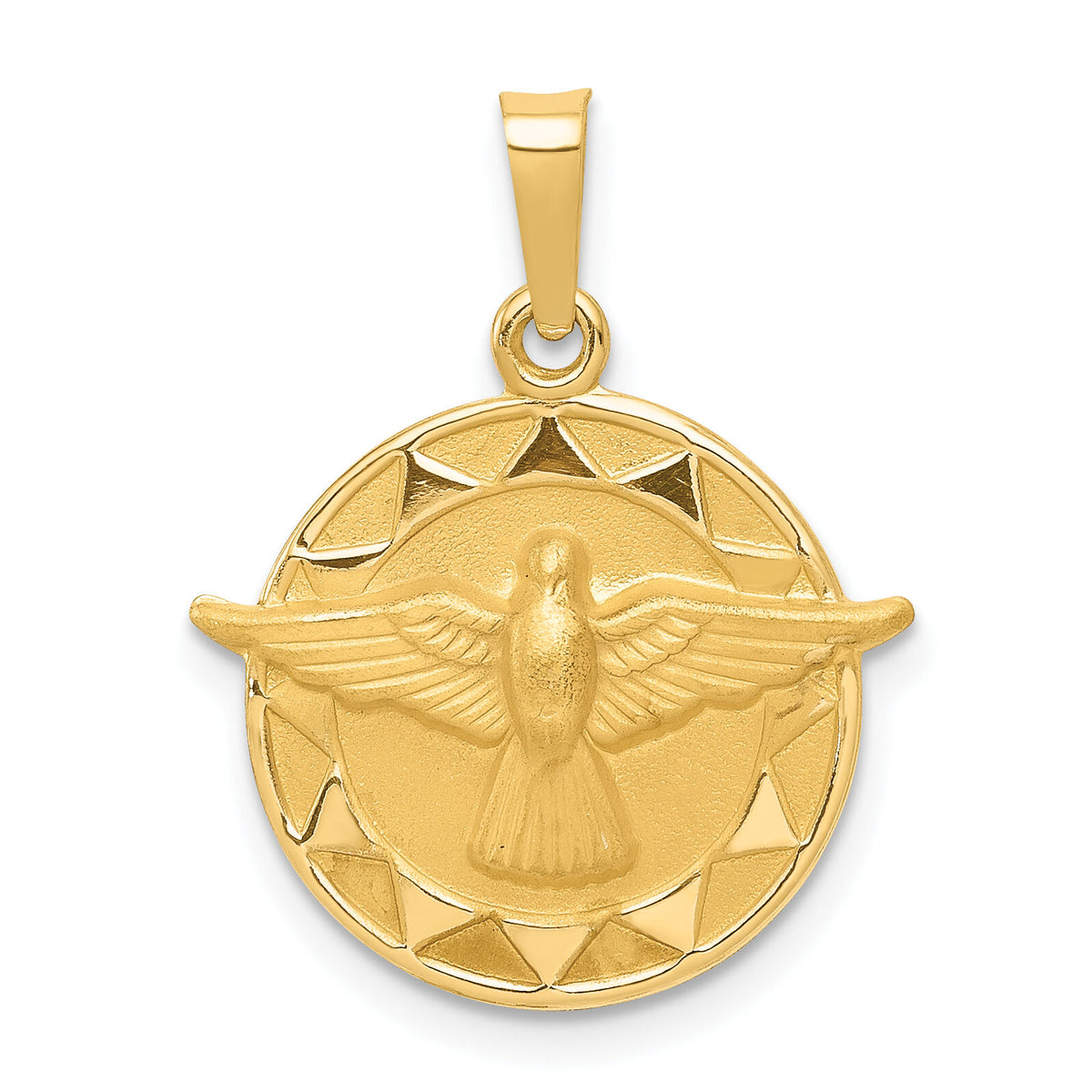 14k Holy Spirit Medal Hollow Round Pendant-REL159