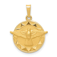 14k Holy Spirit Medal Hollow Round Pendant-REL159