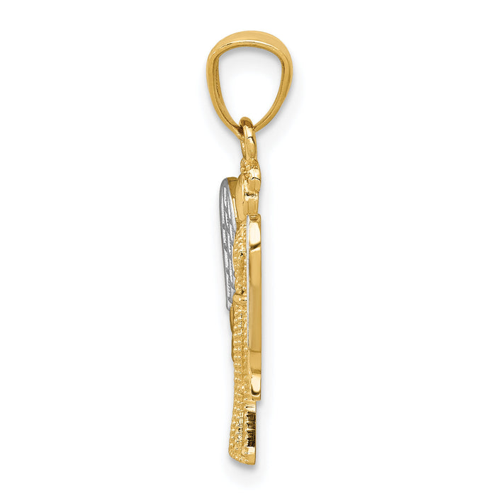 14k w/Rhodium Angel Pendant-REL160