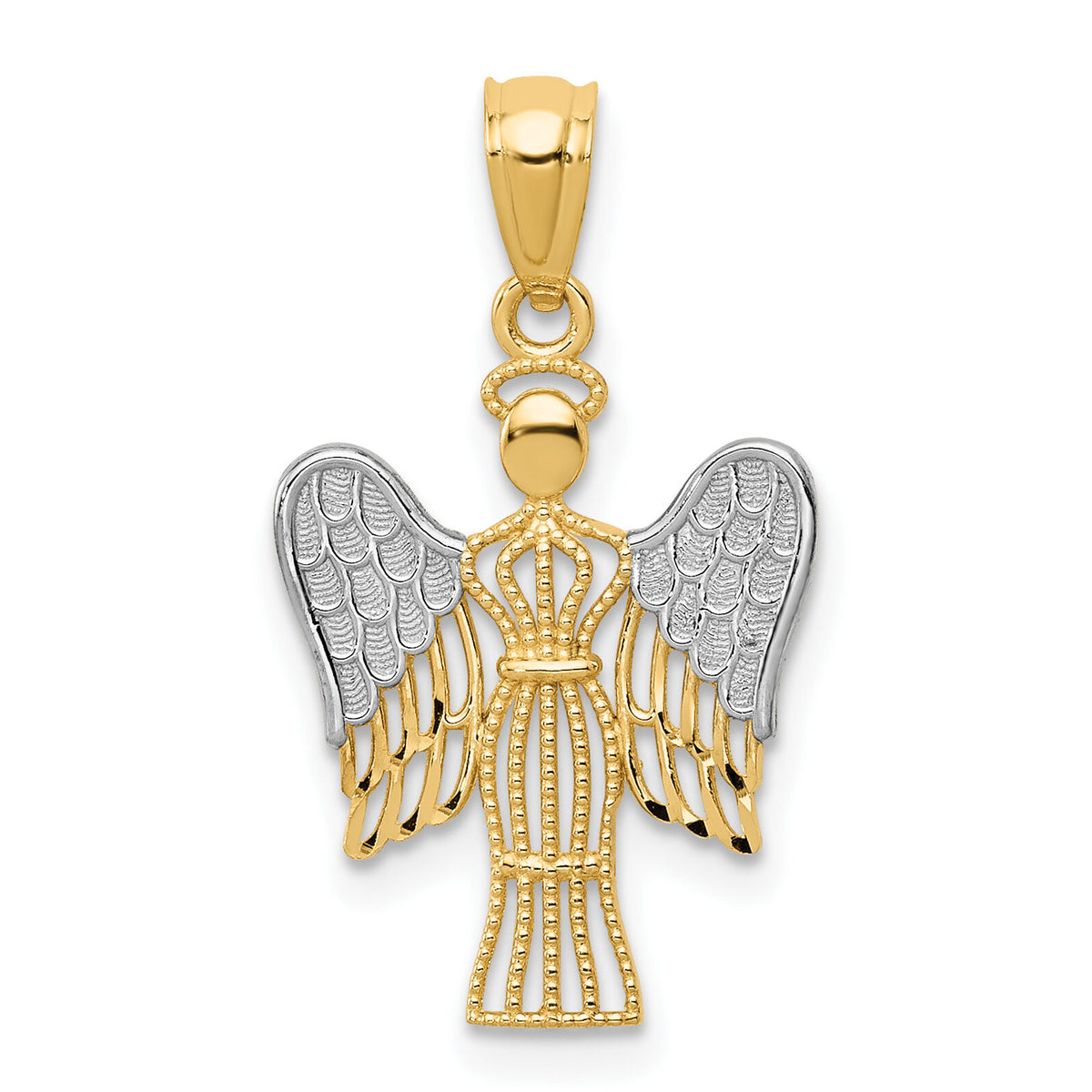 14k w/Rhodium Angel Pendant-REL160