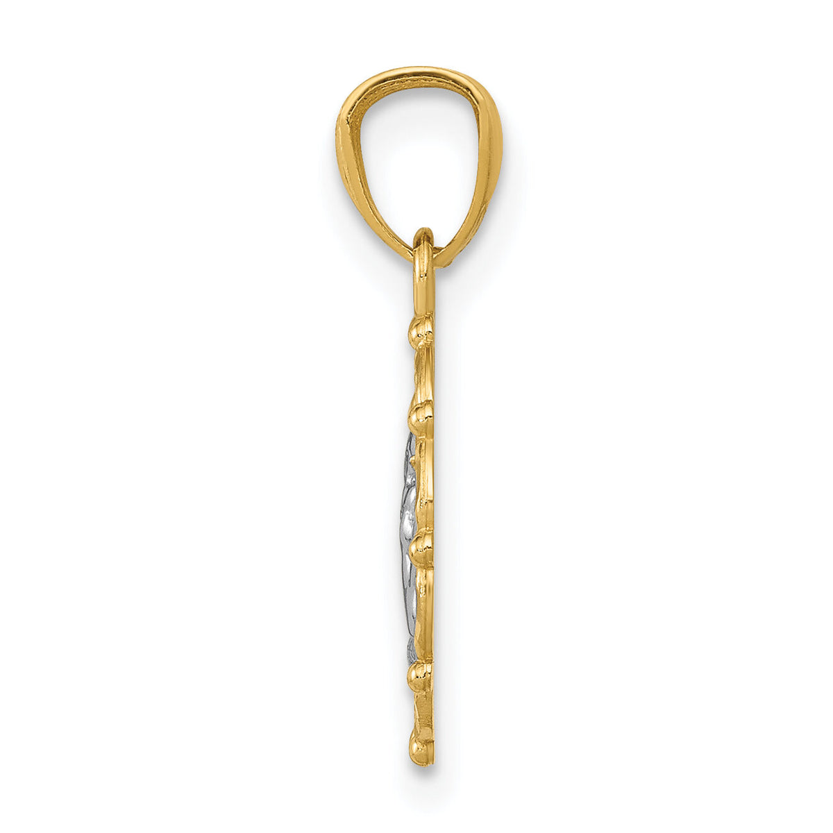 14k w/Rhodium Framed Cherub Pendant-REL163