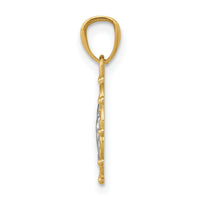 14k w/Rhodium Framed Cherub Pendant-REL163