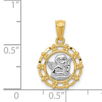 14k w/Rhodium Framed Cherub Pendant-REL163