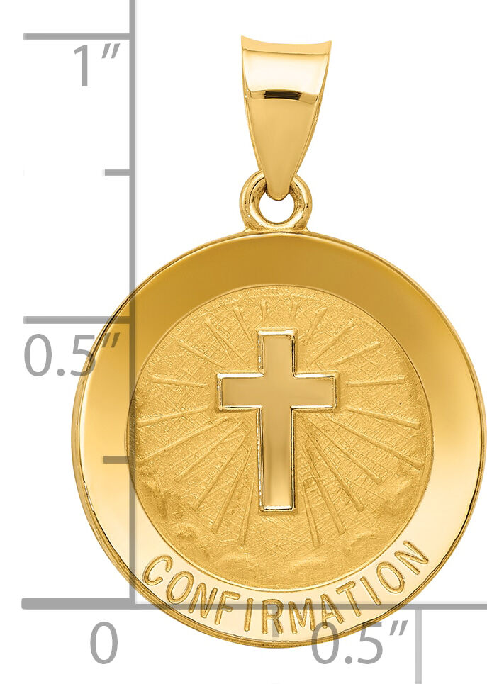14k Confirmation Medal Hollow Round Pendant-REL170
