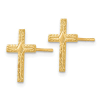 14k Polished & Textured Cross Earrings-REL171