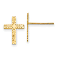 14k Polished & Textured Cross Earrings-REL171