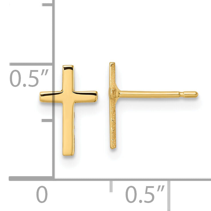 14k Polished Cross Earrings-REL172