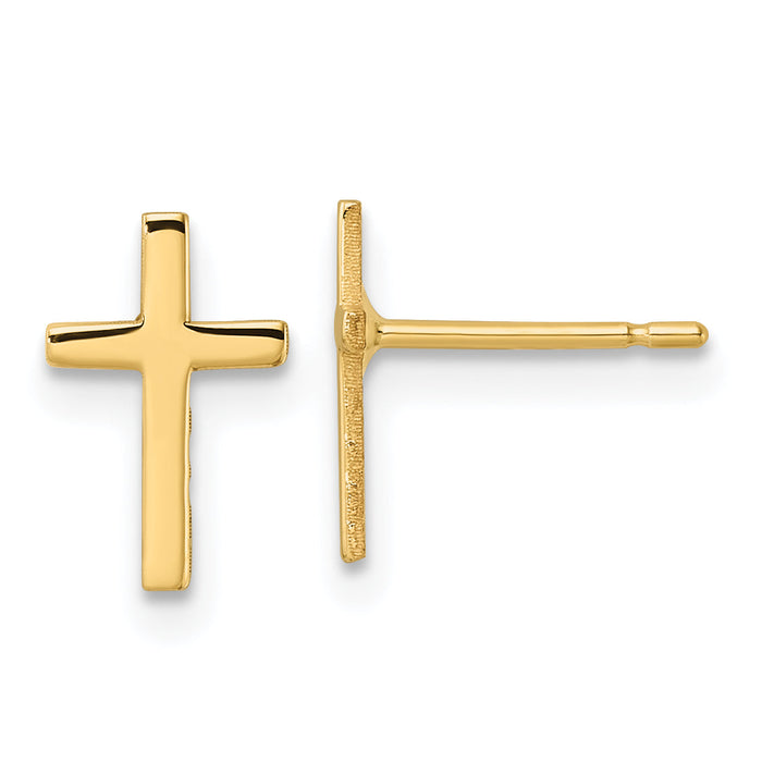 14k Polished Cross Earrings-REL172