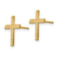 14k Brushed Finish Cross Earrings-REL174