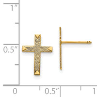 14k Brushed Finish Cross Earrings-REL174