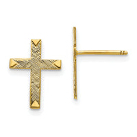 14k Brushed Finish Cross Earrings-REL174