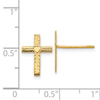 14k Polished & Satin Heart Cross Earrings-REL175