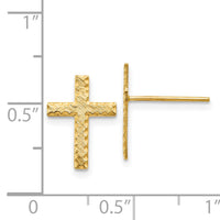 14k Brushed Finish Cross Earrings-REL176