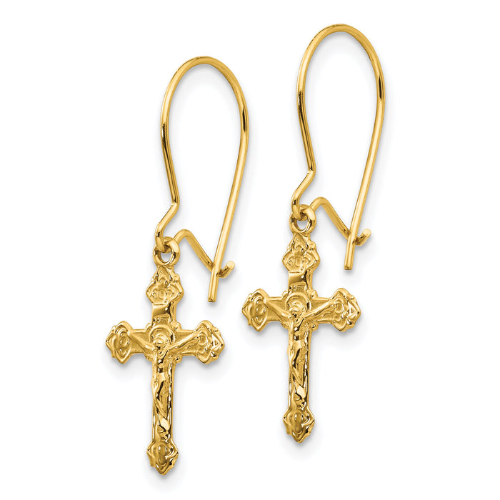 14k Polished Crucifix Earrings-REL183