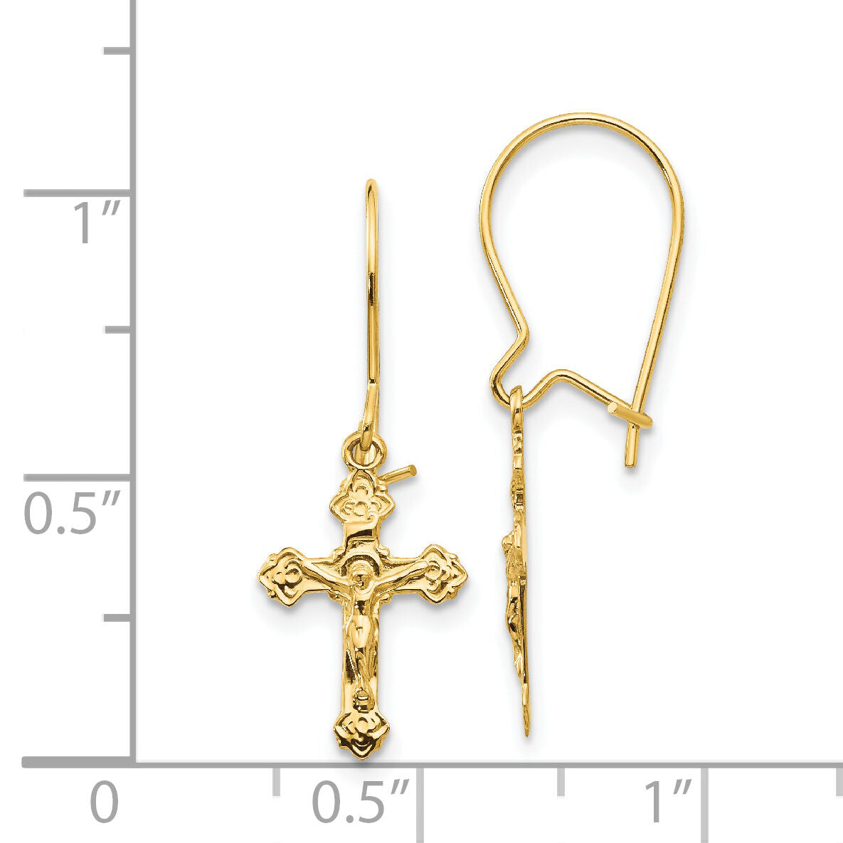 14k Polished Crucifix Earrings-REL183