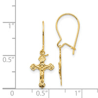 14k Polished Crucifix Earrings-REL183