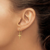 14k Polished & Satin Cross Earrings-REL185