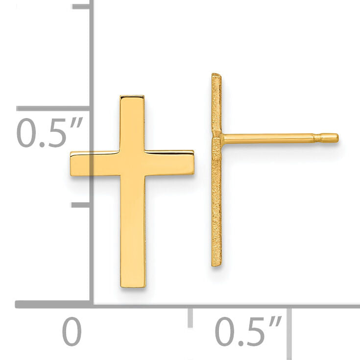 14k Polished Cross Earrings-REL198