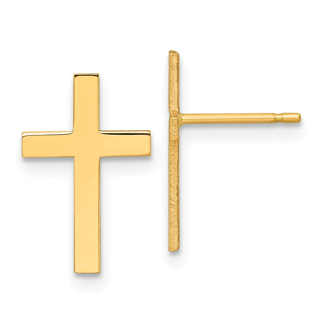 14k Polished Cross Earrings-REL198