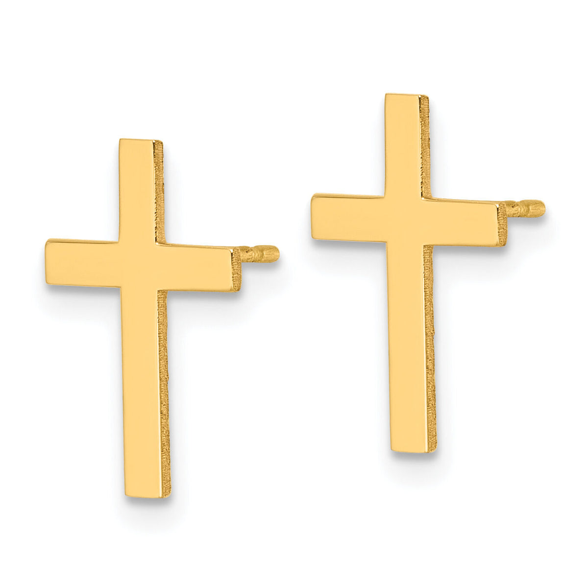 14k Polished Cross Earrings-REL199