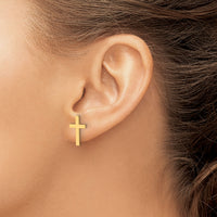 14k Polished Cross Earrings-REL199