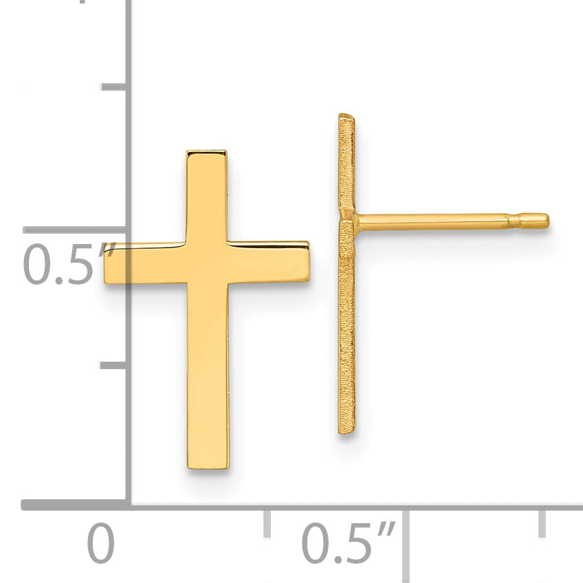 14k Polished Cross Earrings-REL199