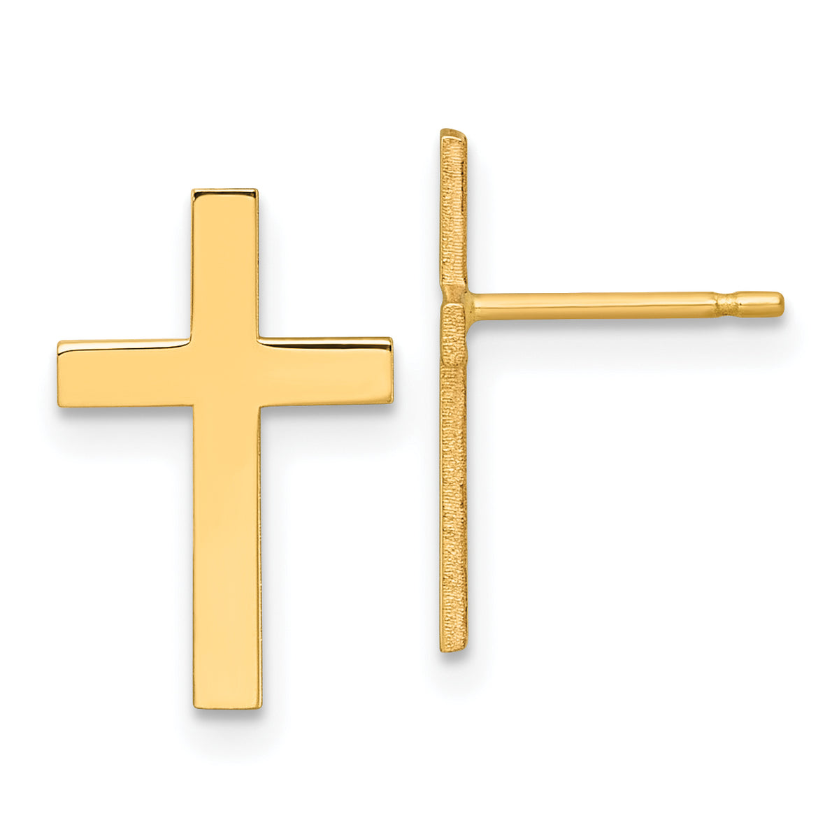 14k Polished Cross Earrings-REL199