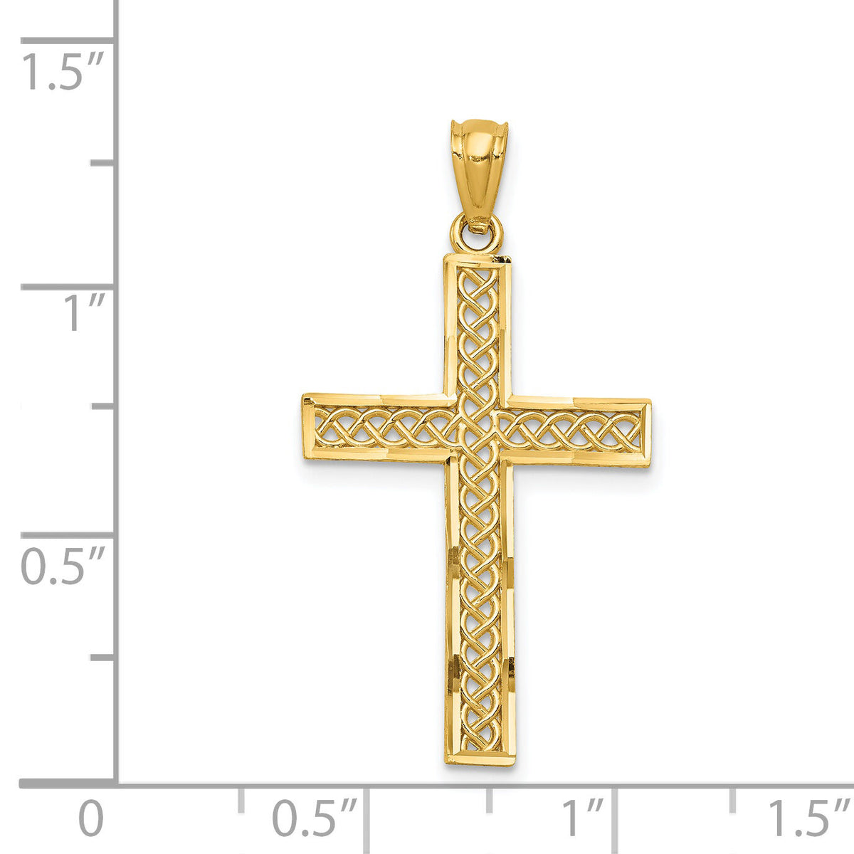 14k Diamond-cut Filigree Cross Pendant-REL71