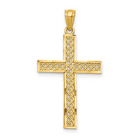 14k Diamond-cut Filigree Cross Pendant-REL71