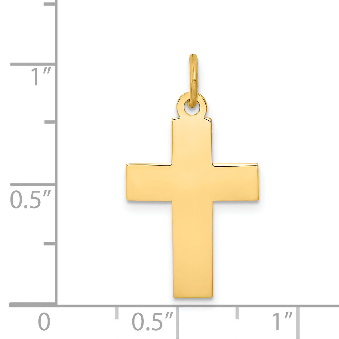 14k Polished Cross Pendant-REL75