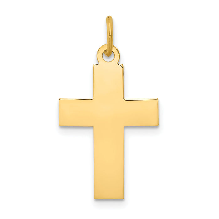14k Polished Cross Pendant-REL75