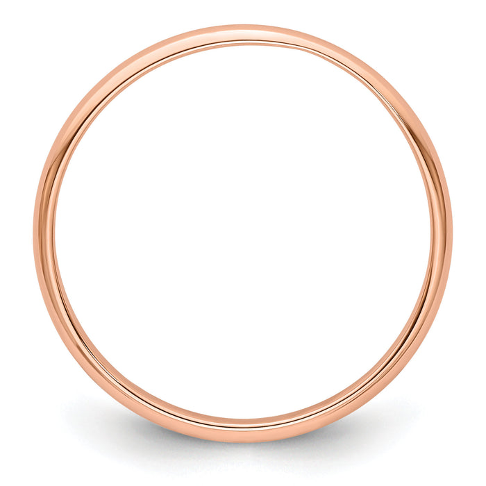 14k Rose Gold 2mm LTW Half Round Band-RHRL020