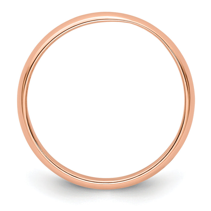 14k Rose Gold 3mm LTW Half Round Band-RHRL030
