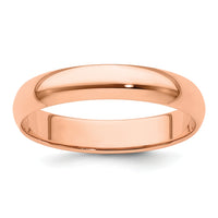 14k Rose Gold 4mm LTW Half Round Band-RHRL040
