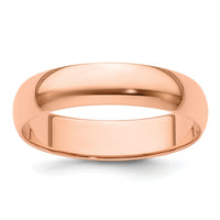 14k Rose Gold 5mm LTW Half Round Band-RHRL050