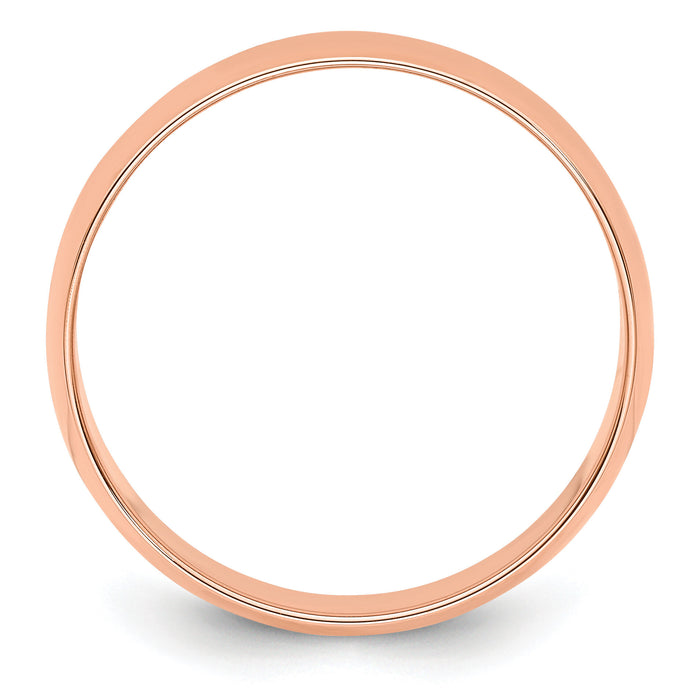 14k Rose Gold 6mm LTW Half Round Band-RHRL060